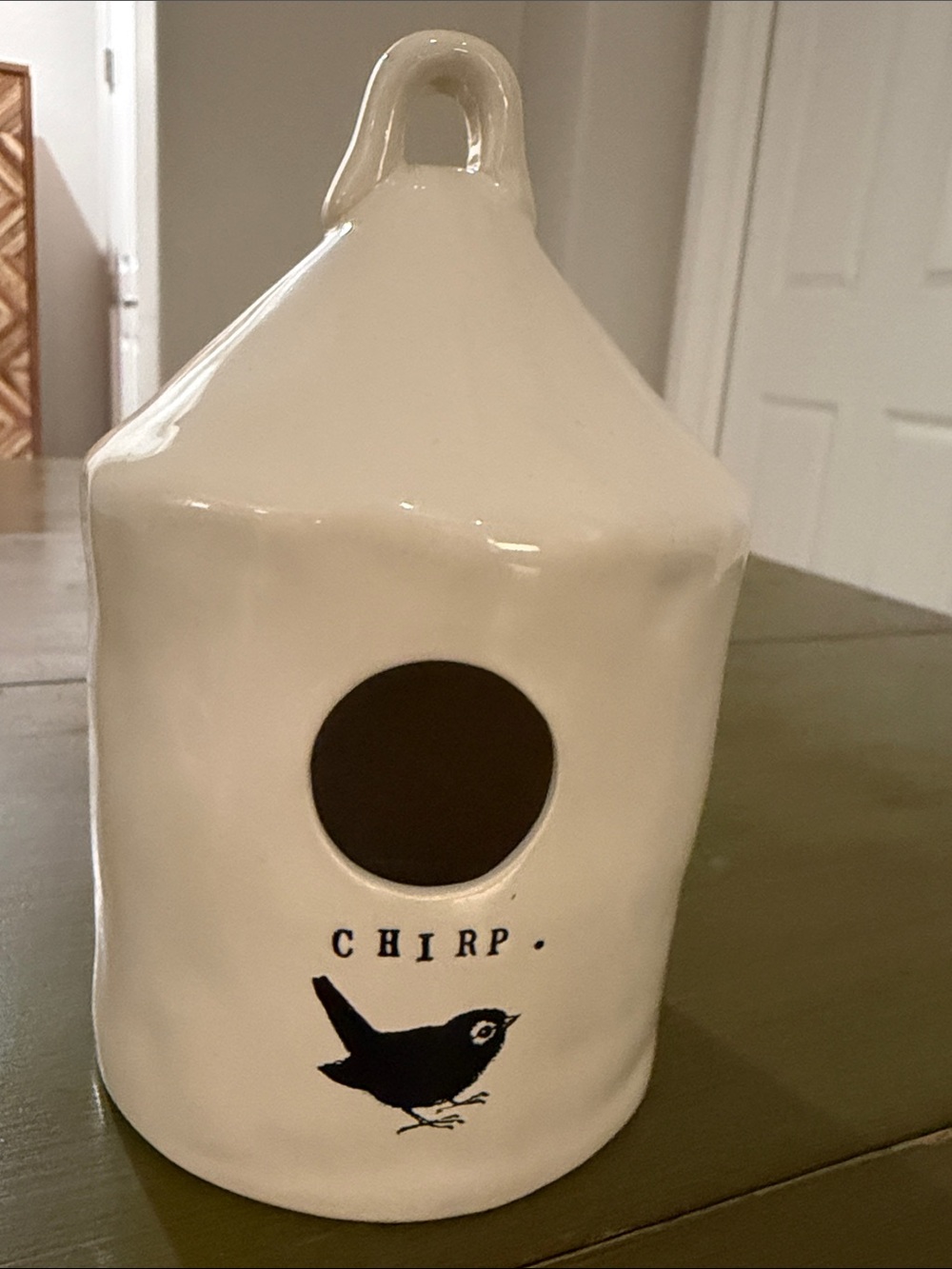 RAE DUNN Chirp Ceramic Birdhouse - White